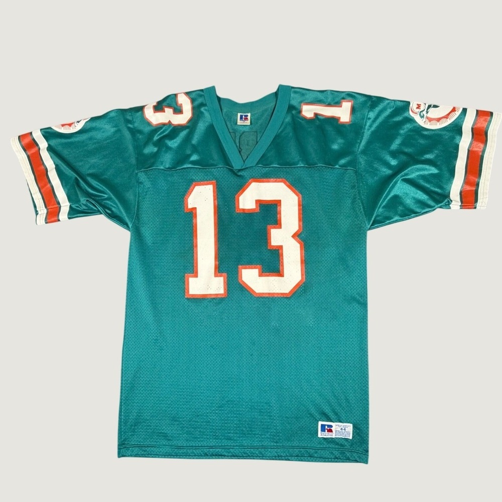 Vintage Russell Athletic Miami Dolphins Dan Marino 13 Jersey Mens 44 Aqua USA